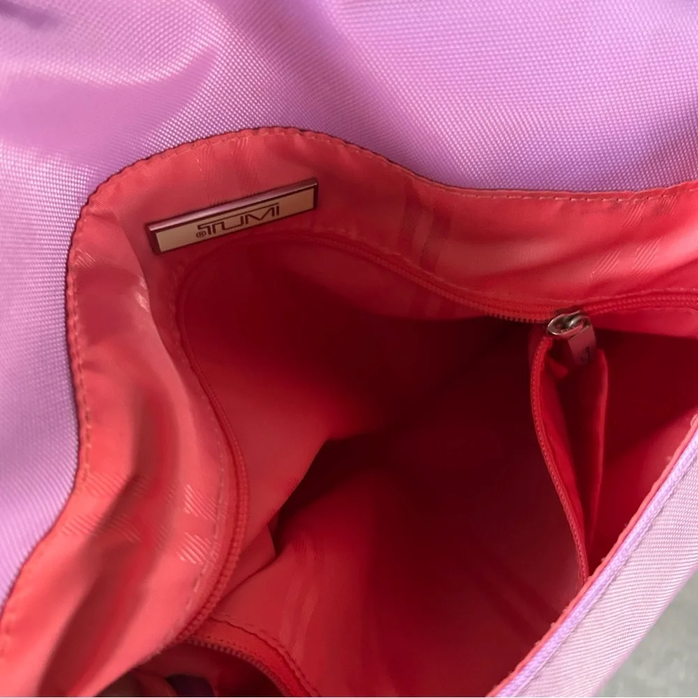 Tumi Nylon Lilac crossbody bag lightweight travel magnetic flap closure preppy